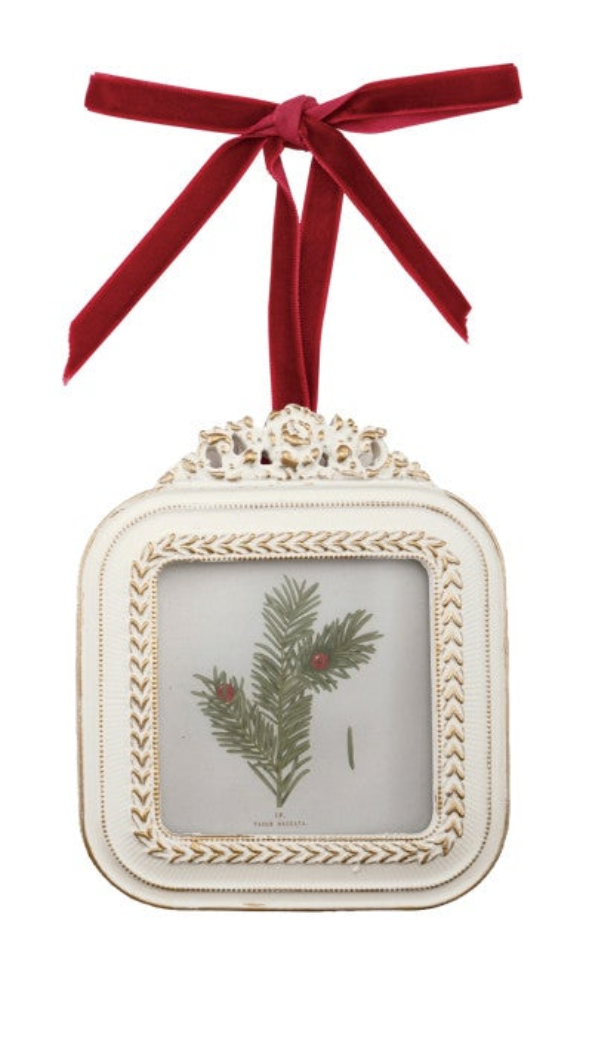 Resin Photo Frame Ornament with Velvet Ribbon, 3 Styles