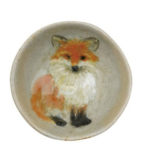 Hand-Painted Stoneware Dish with Animal/Pumpkins, 4 Styles
