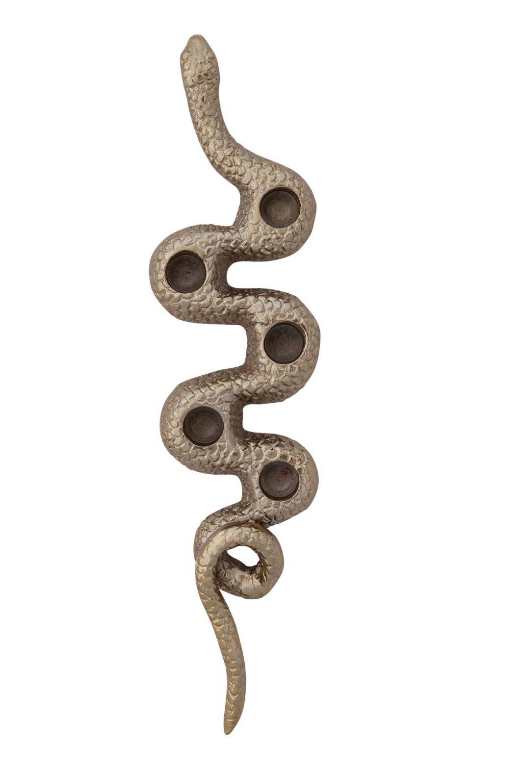 Cast Aluminum Snake Shaped Taper Holder, Gold Finish (Holds 5 Tapers)