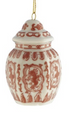 Hand-Painted Stoneware Ginger Jar Ornament, Burgundy & White, 6 Styles