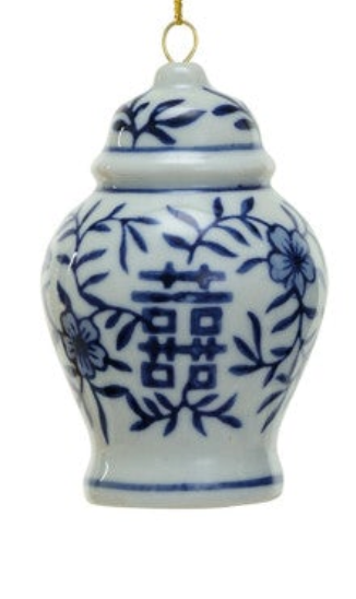Stoneware Ginger Jar Ornament, Blue & White, 6 Styles