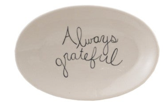 Stoneware Plate with Fall Saying, White & Black, 4 Styles