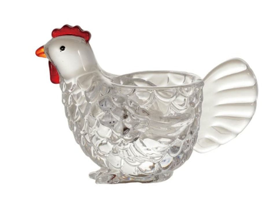 Glass Chicken Shaped Votive Holder, 2 Styles