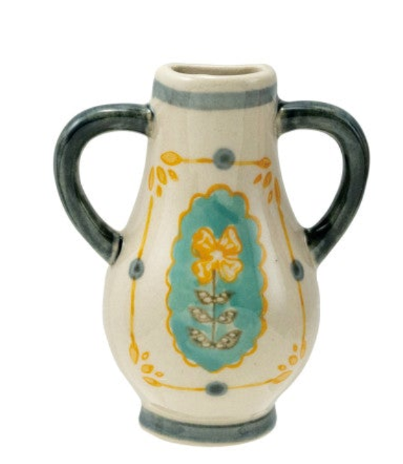 Hand-Painted Stoneware Mini Vase Magnet w/ Design, 6 Styles