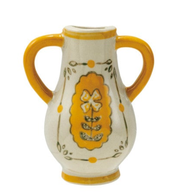 Hand-Painted Stoneware Mini Vase Magnet w/ Design, 6 Styles