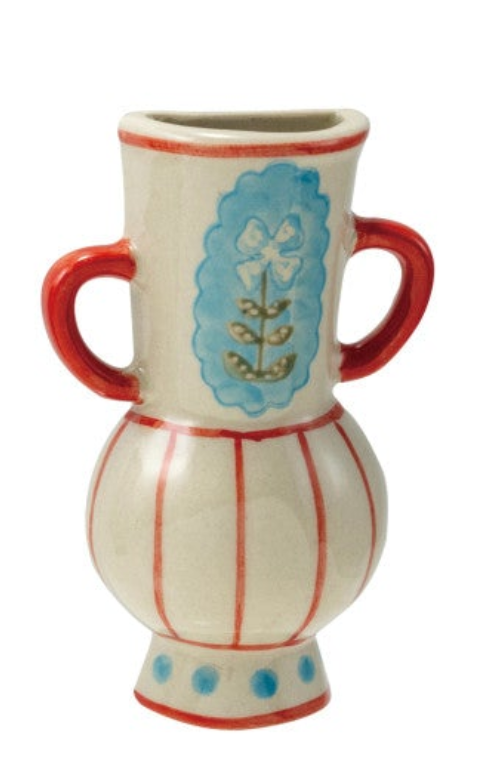 Hand-Painted Stoneware Mini Vase Magnet w/ Design, 6 Styles
