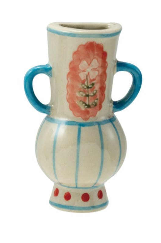 Hand-Painted Stoneware Mini Vase Magnet w/ Design, 6 Styles