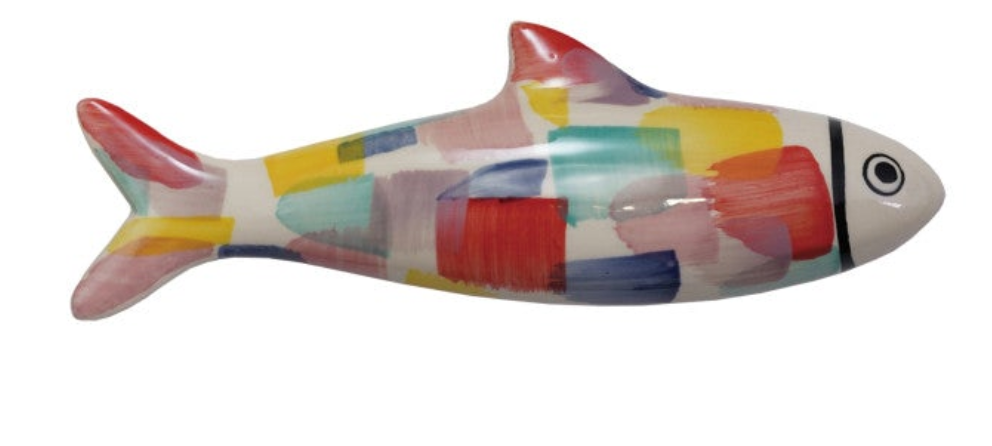 Hand-Painted Stoneware Fish Wall Décor, 4 Styles