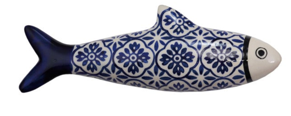 Hand-Painted Stoneware Fish Wall Décor, 4 Styles