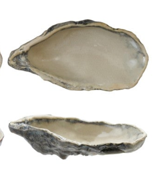 Stoneware Oyster Shell Shaped Dish, 4 Colors