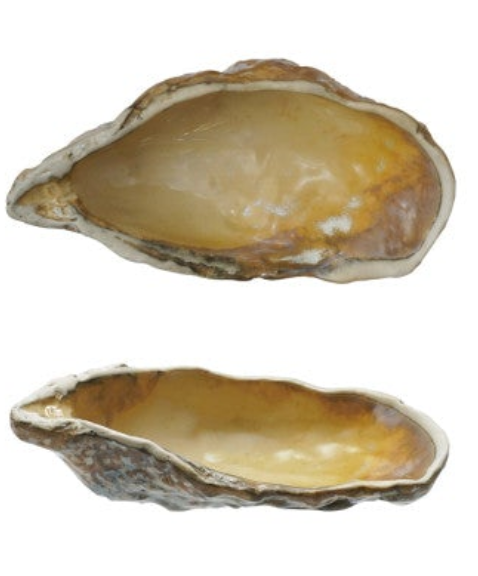 Stoneware Oyster Shell Shaped Dish, 4 Colors