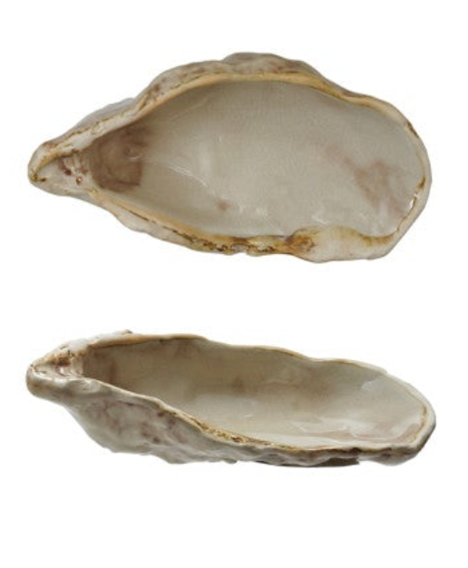 Stoneware Oyster Shell Shaped Dish, 4 Colors