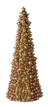 Faux Pearl & Glass Beaded Trees with Sequins, Gold Finish & Pink