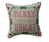 18" Square Linen Printed Pillow with Saying, Embroidery & Ric Rac Trim, 2 Styles