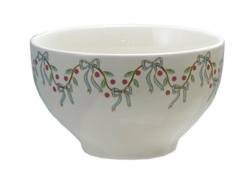 4-1/2" Round x 2-3/4"H Stoneware Bowl with Bows, 4 Styles
