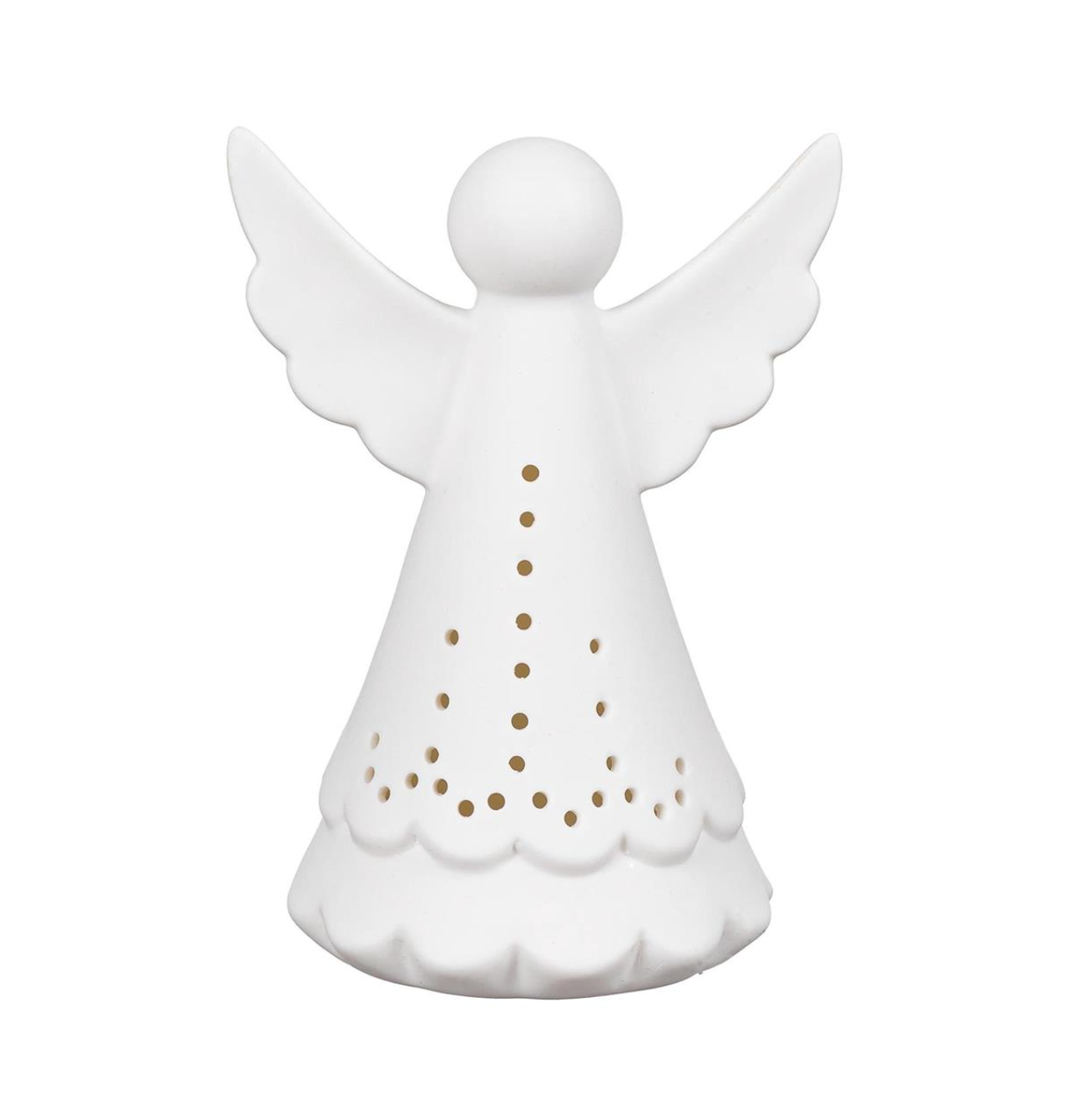 VivaStyle Playful Poinsettia LED Ceramic Angel