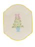 Stoneware Shaped Dish with Tree & Colored Edge, 4 Styles