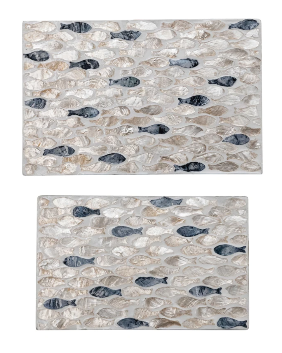 MDF & Capiz Boxes w/ Inlaid Fish