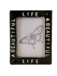 Hand-Painted Embossed Stoneware Mini Photo Frame Magnet, 6 Styles