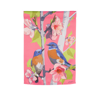Birdies on Cherry Blossoms Suede Garden Flag