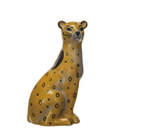 Hand-Painted Stoneware Leopard Shaped Vase, Crackle Glaze (Each One Will Vary)