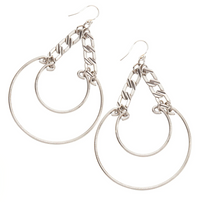 Dream On Drops Hoops Earrings - Antique Silver Finish by &Livy