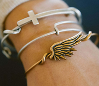 Symbol Wraps Angel Wing Expandable Bangle - Antique Gold Finish by &Livy