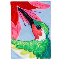 Big Hummingbird Applique Garden Flag