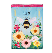 Let It Bee Applique Garden Flag
