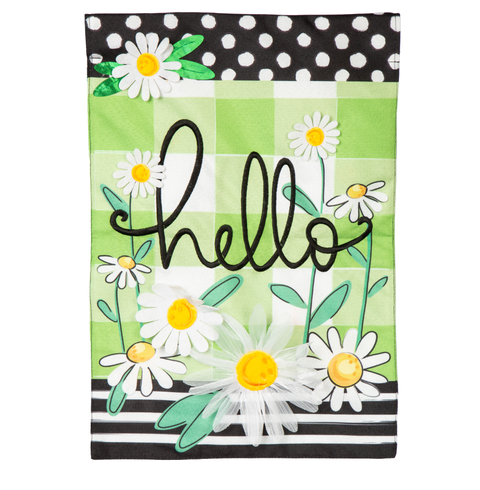 Hello Daisy Linen Garden Flag - A. Dodson's