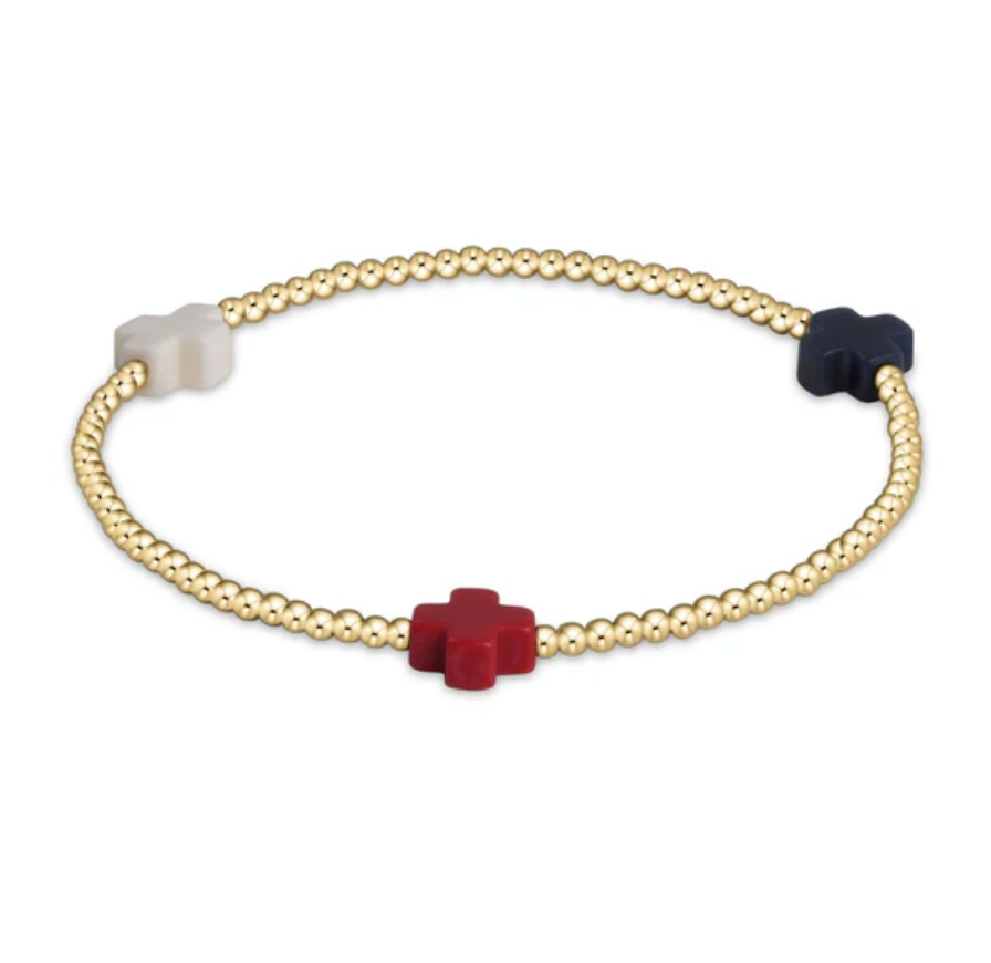 egirl signature cross gold pattern 2mm bead bracelet - Firecracker by enewton - A. Dodson's