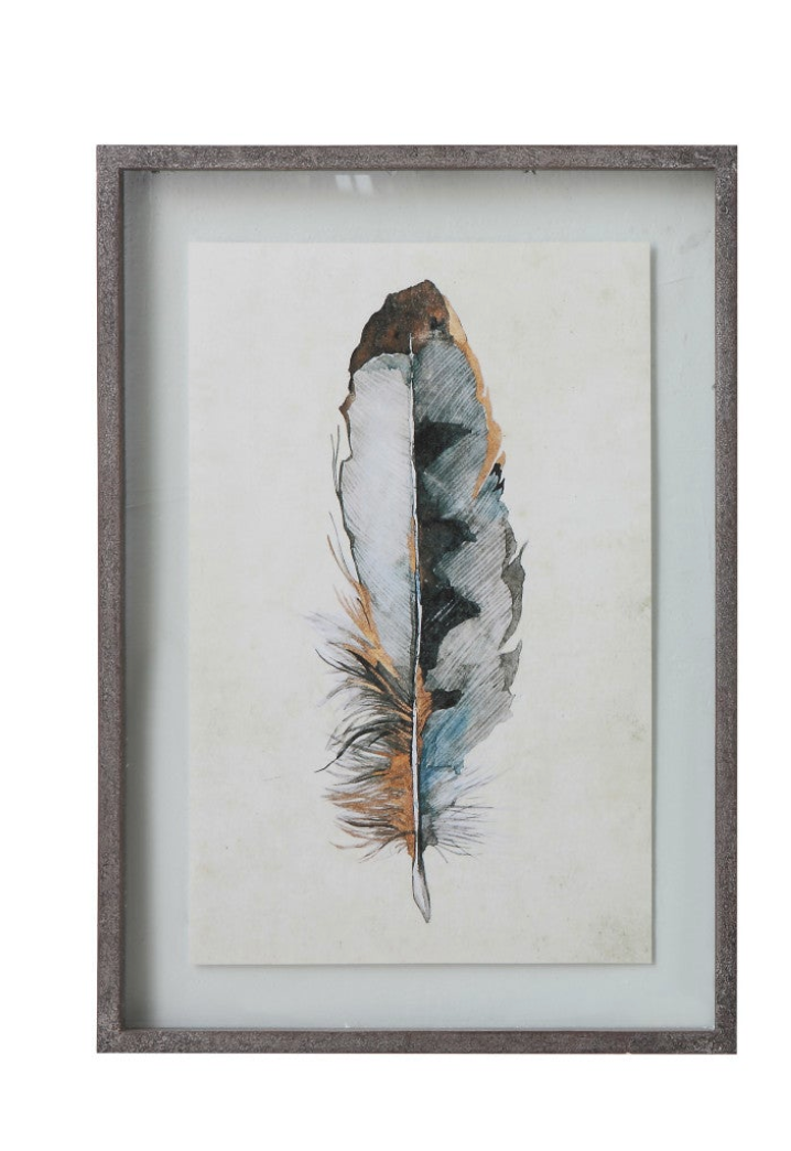 Framed Wall Decor with Feather, 2 Styles