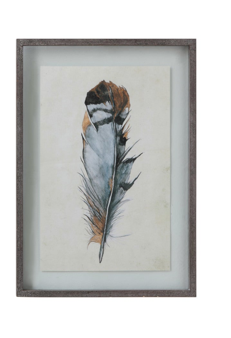 Framed Wall Decor with Feather, 2 Styles