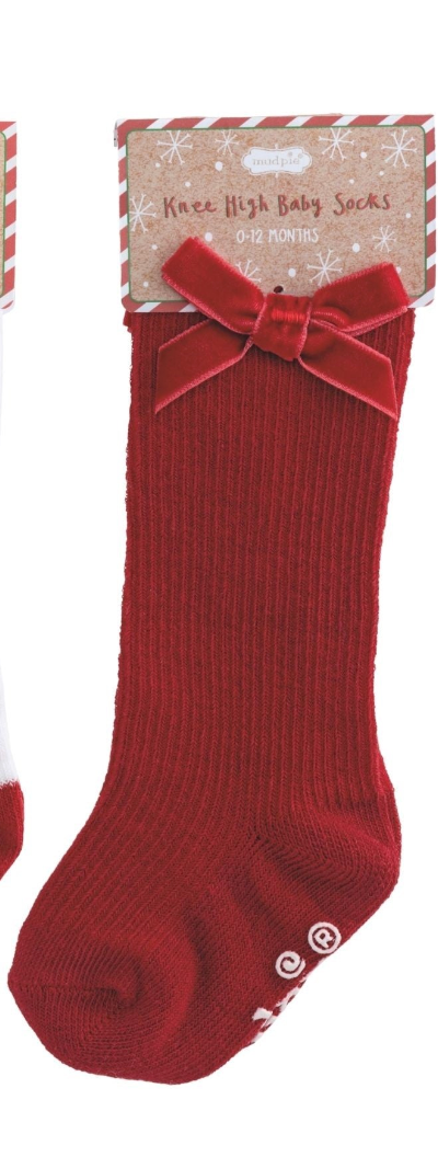 Tall Christmas Bow Sock By Mud Pie
