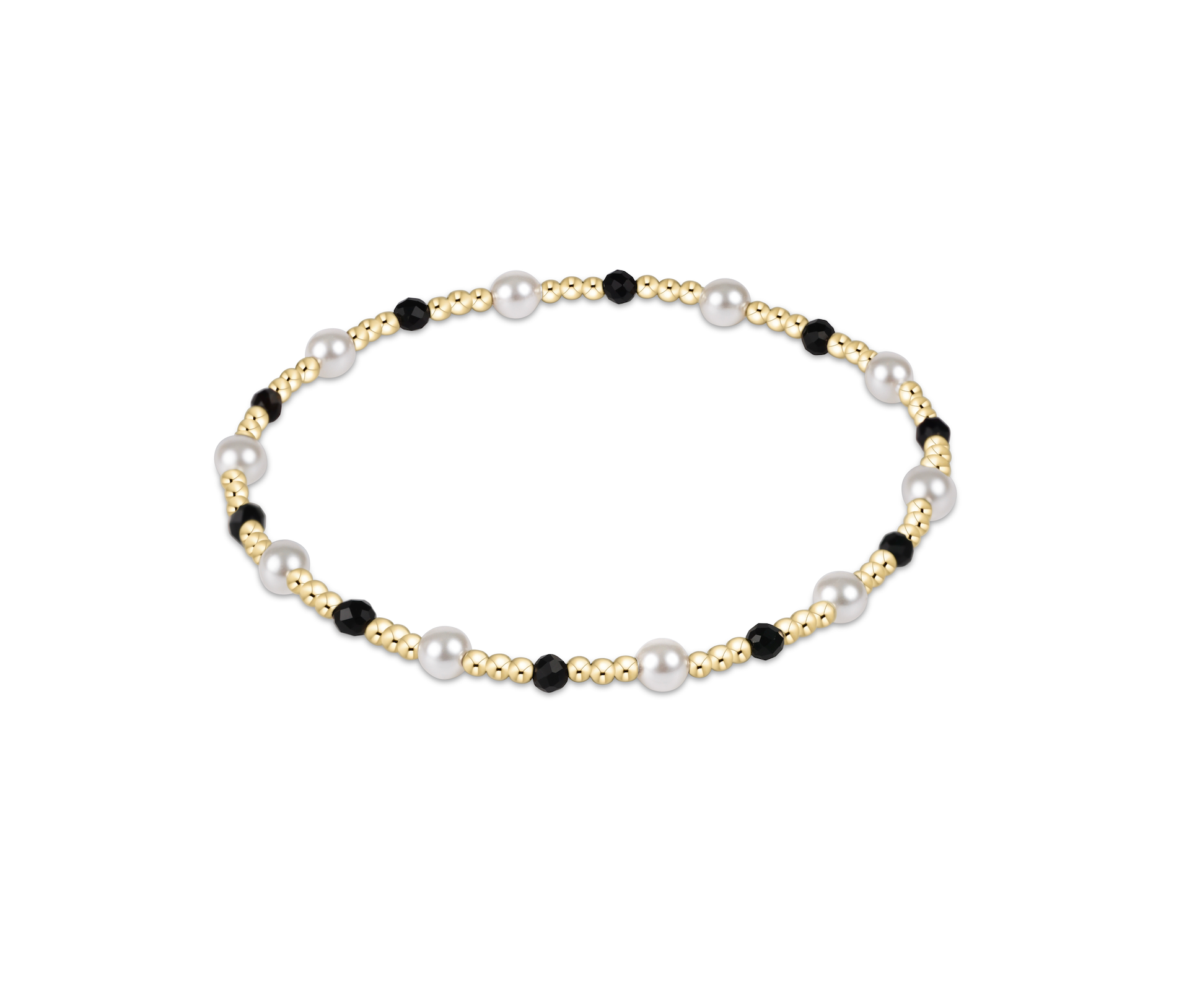 Pearl Sincerity Pattern 4mm Bead Bracelet - Faceted Onyx by enewton