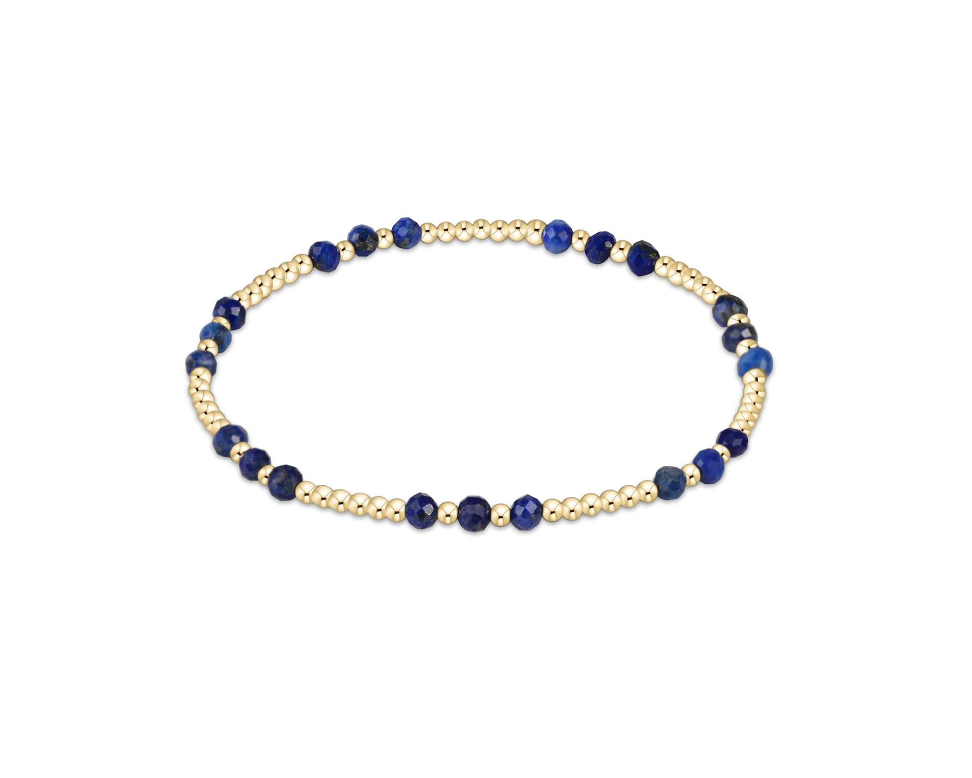 Gemstone Gold Joy Pattern 3mm Bead Bracelet - Lapis by enewton