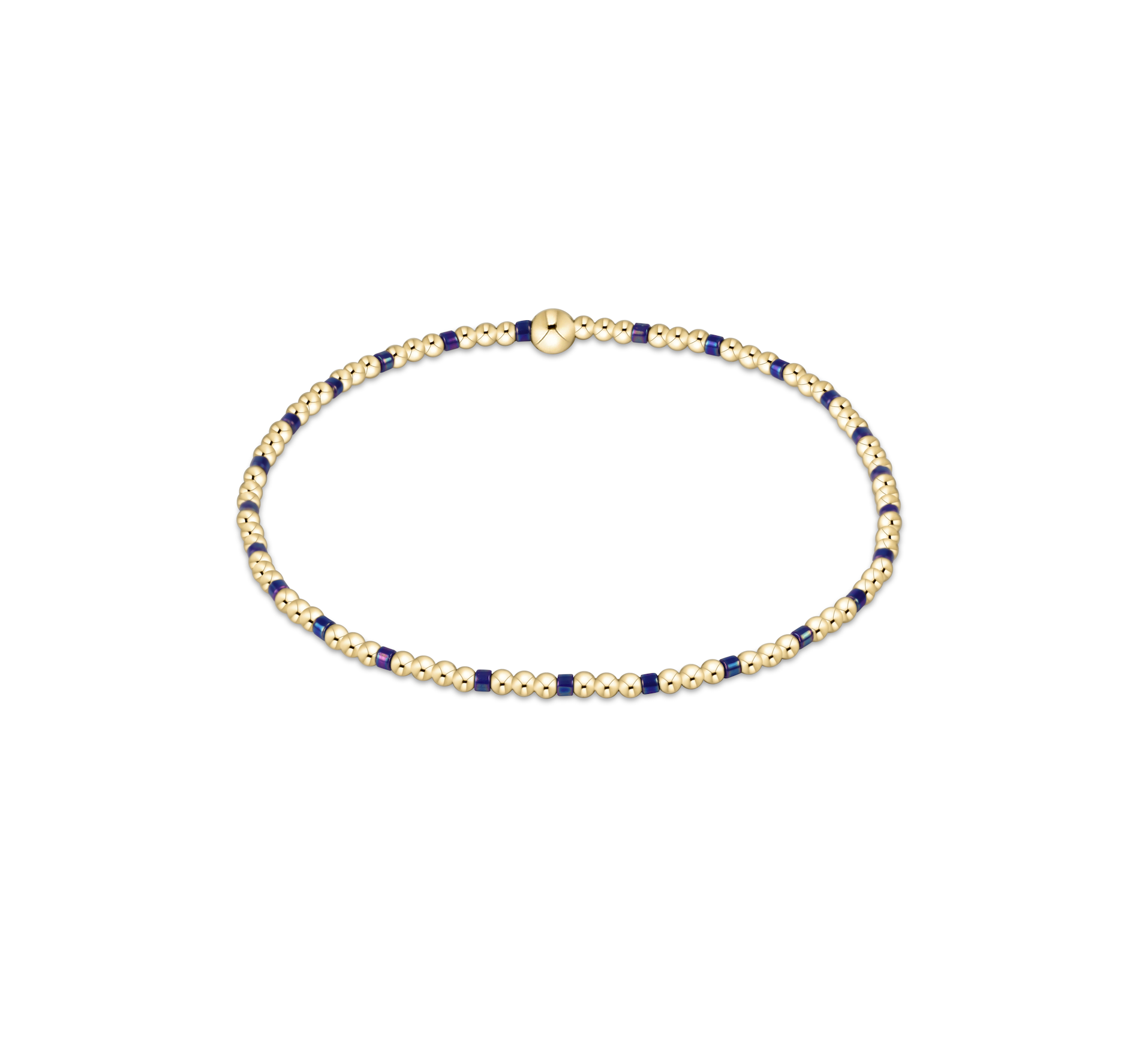 Hope Sincerity Pattern 2mm Bead Bracelet - Blue Metallic by enewton