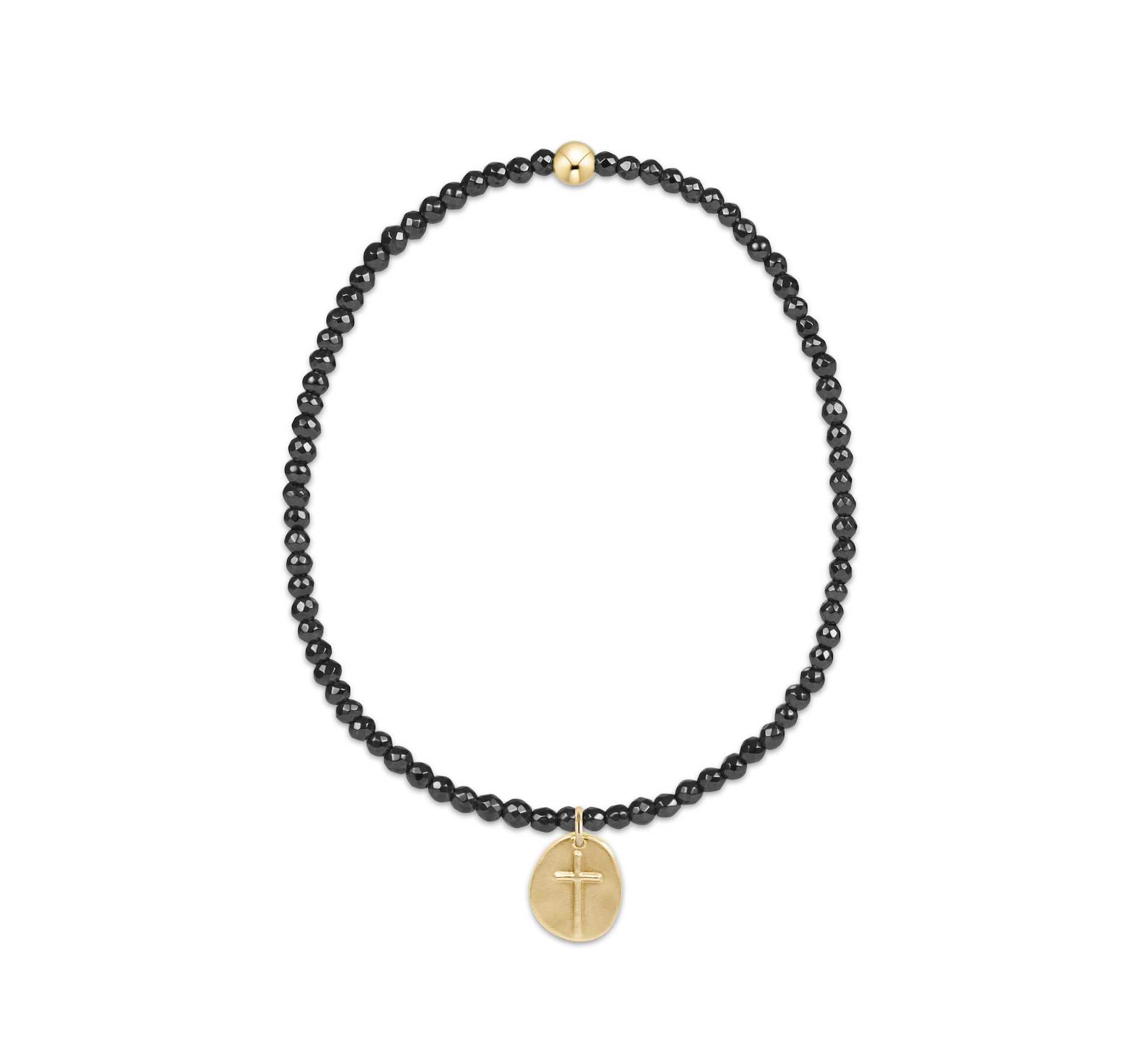 Faceted Hematite 2mm Bead Bracelet - Inspire Small Gold Charm by enewton