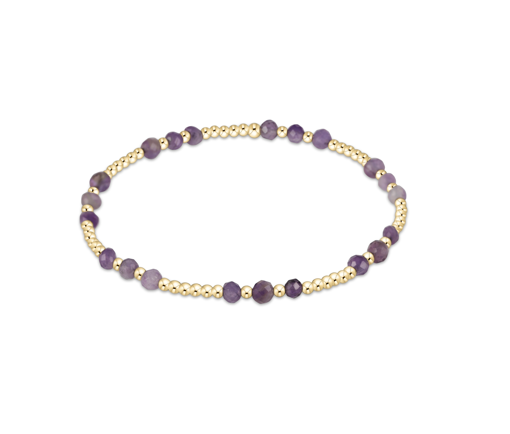 Gemstone Gold Joy Pattern 3mm Bead Bracelet - Amethyst by enewton