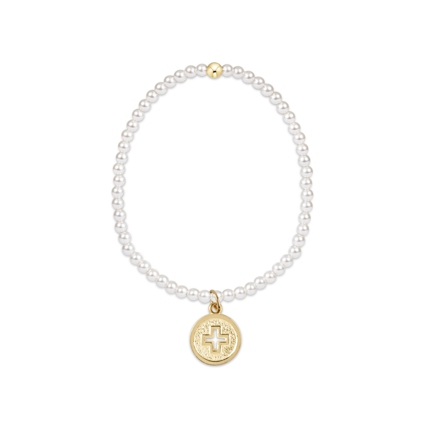 enewton Extends - Classic Pearl 3mm Bead Bracelet - Signature Cross Gold Disc by enewton
