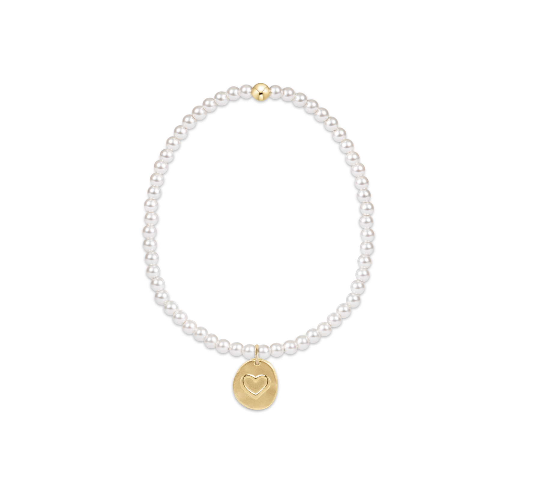 enewton Extends - Classic Pearl 3mm Bead Bracelet - Inspire Love Small Gold Charm by enewton