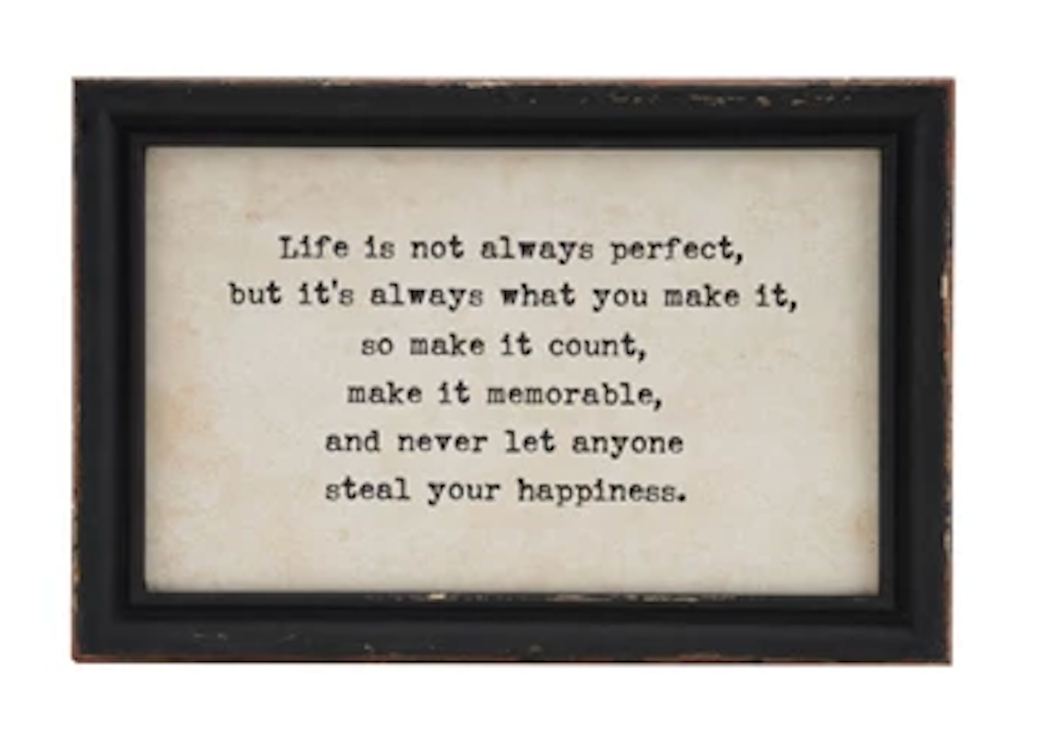 Wood Framed Wall Decor with Saying 9 by 6 inches