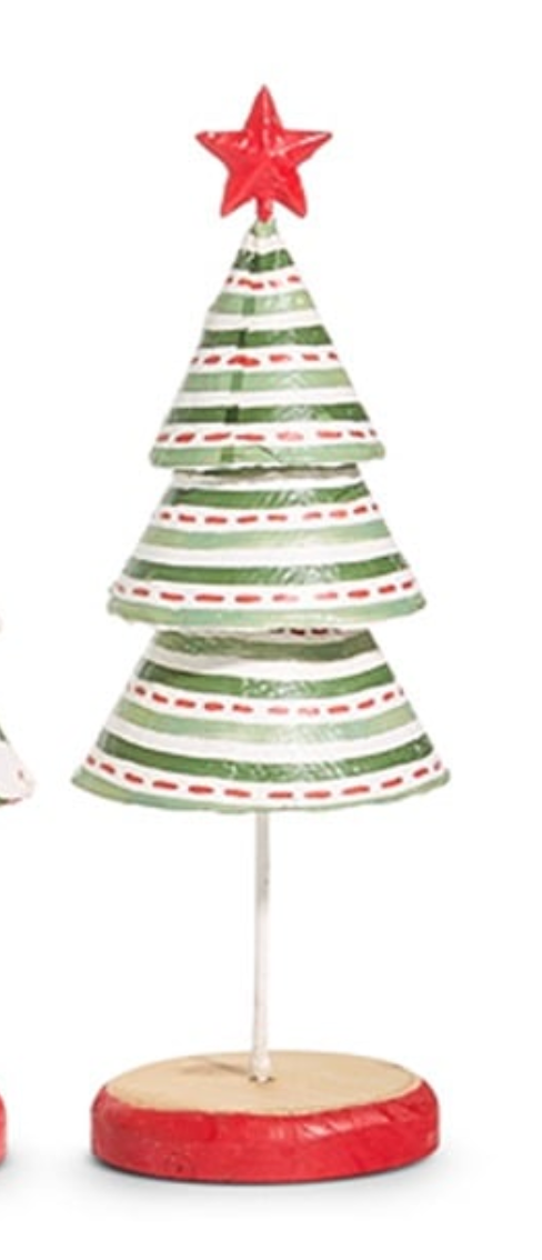 12" Pattern Christmas Paper Mache Tree