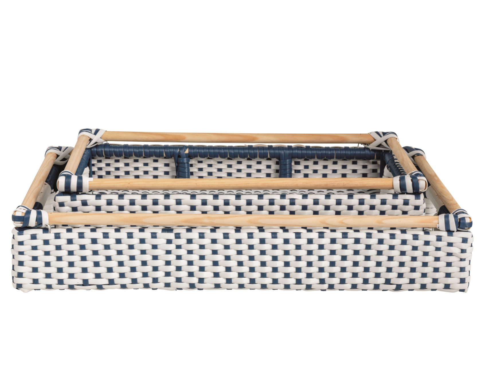 Rattan Plastic Blue White Tray