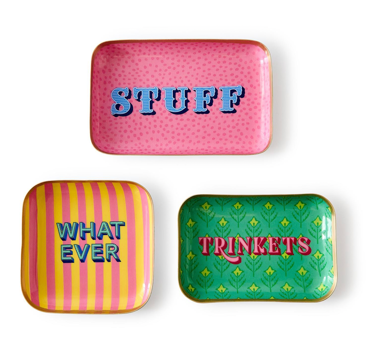 Wise Sayings 3 Metal Trinket / Desk Trays with Sayings