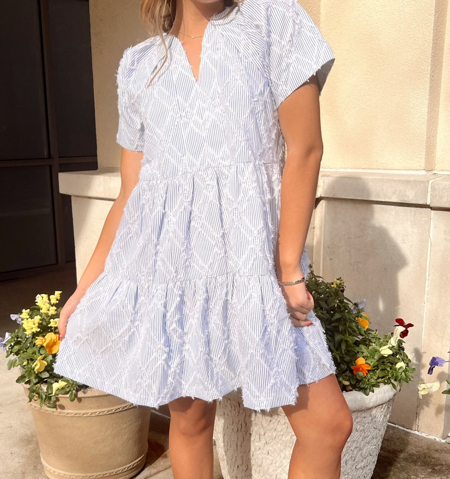Elle Puff Sleeve Emb Dress