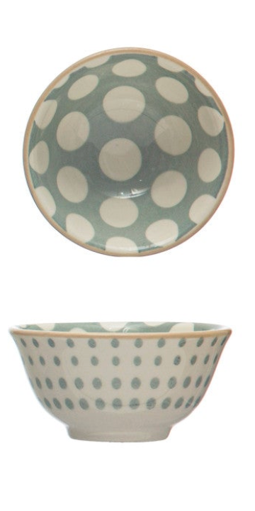 Stoneware Pinch Pot w/ Pattern, 4 Colors