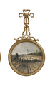 Pewter Hanging Wall Decor with Bow & Landscape on Canvas, 3 Styles