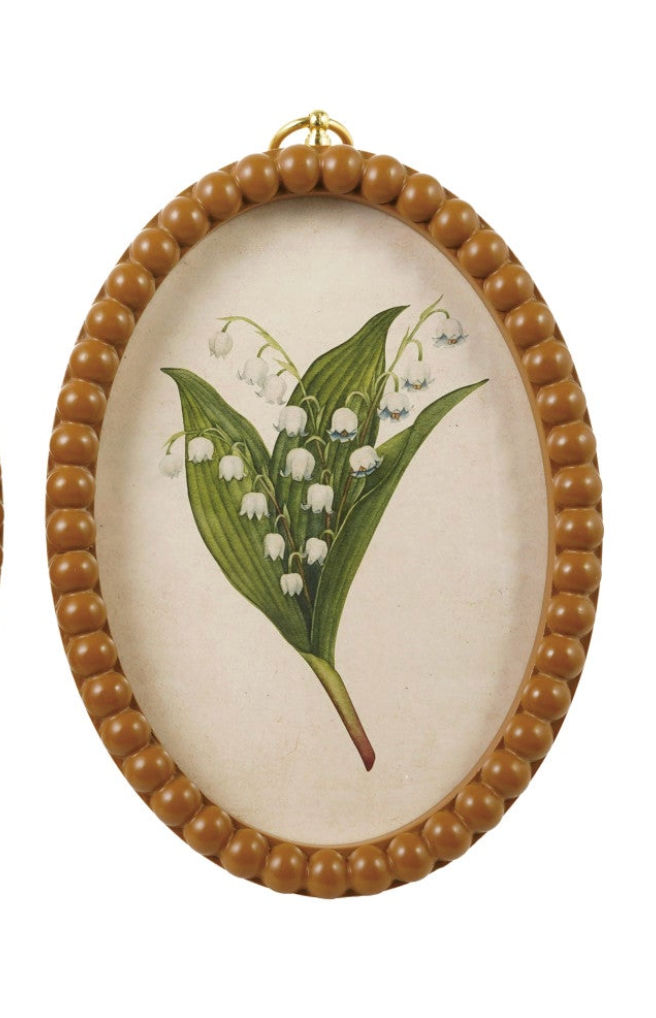 Framed Glass Wall Decor with Gold Ring Hanger, 2 Styles