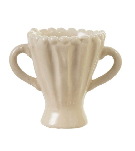 Stoneware Vase with Handles, Cream Color, 3 Styles